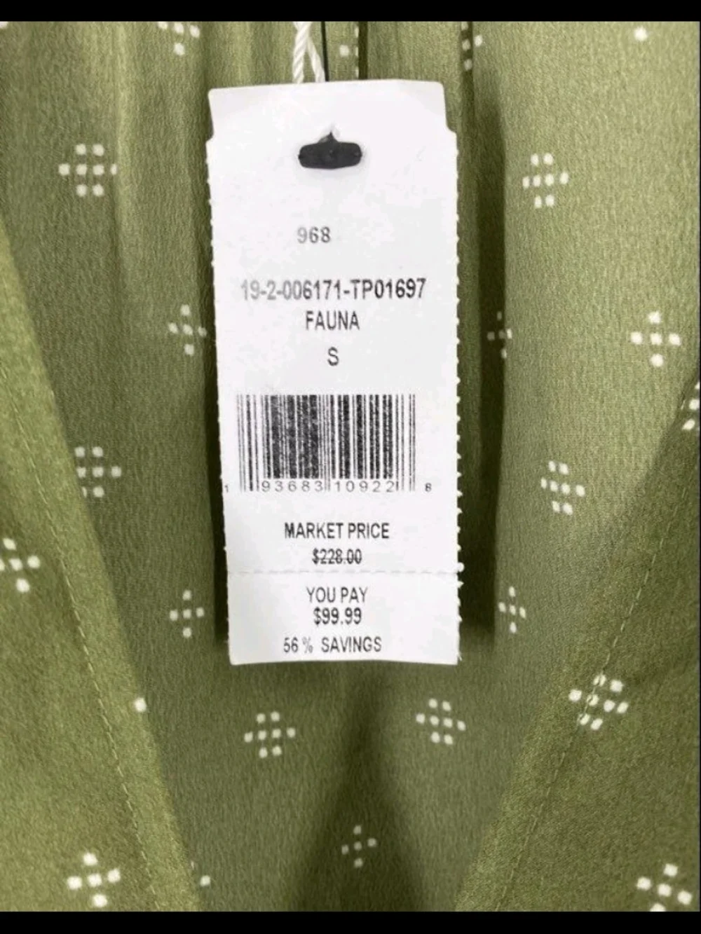 Joie Womens Fauna Green Geometric Short Flutter Sleeve Blouse Top Size Small NWT